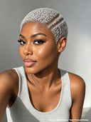 Full lace pixie cut wig afro gray