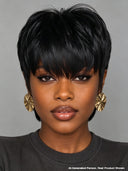 Mullet wig black quick weave machine made 100% Human Hair