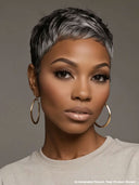 Ready to go Silver Salt And Pepper pixie cut wig 100% Human Hair