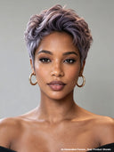 Pixie Cut wig Purple Straight 13x4 Lace 100% Human Hair