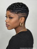 Full lace pixie cut wig finger wave for black women