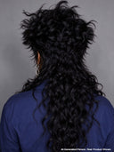 Mullet wig black curly wave machine made 18 inch 100% Human Hair