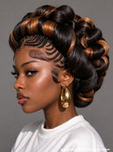 Full Lace wig banquet and wedding hairstyles updo Bridal Collection brown highlight Human Hair