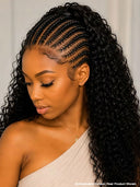 Lace front 13x6 Braided hairstyle wig Pre-styled Updo 26 inch curly wave 100% Human Hair