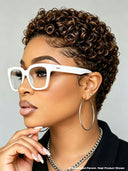 Lace front pixie wig curly wave Brown for black woman