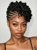 Full Lace Natural Black Pre-styled Updo With Braided Crown 100% Human Hair