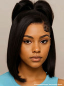 Pre-styled Updo Lace front 13x4 wig 12 inch bob wig 100% Human Hair