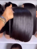 2X6 lace closure Straight bob Natural Black The Luxe 100% Virgin Human Hair