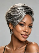 Lace closure 7x5 Pixie wig silver straight for black women