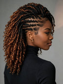 Braided wig Full Lace Pre-styled Updo brown highlight