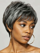 Pixie cut wig salt and pepper straight 100% Human Hair
