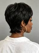Ready to go pixie wig Machine Made straight 100% Human Hair for black woman