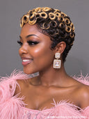 Machine Made finger wave pixie wig highlight 100% Human Hair