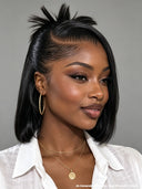 Pre-styled Updo style 13x4 Lace Front Wig bob 12 inch 100% Human Hair