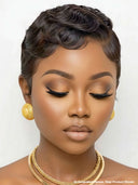 Ready TO Go pixie wig black Machine made Water Ripples 100% Human Hair