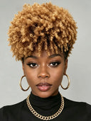 Glueless Pixie wig afro honey highlight