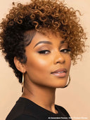 Pixie wig lace front 13x4 brown highlight curly wave 100% Human Hair