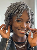 Full Lace Salt and Pepper bob Pre-styled Updo With Braided Wig 100% Human Hair