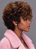 Glueless wig pixie cut wig curly weave brown highlight 100% Human Hair