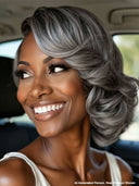 Pixie wig Salt and pepper lace wig lace closure 7x5 lace wavy 100% Human Hair