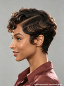 Lace front 13x4 side part pixie cut Brown highlight wig