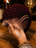 Full lace pixie cut wig burgundy for black women