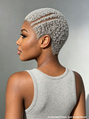 Full lace pixie cut wig afro gray