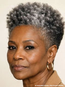 Lace front wig pixie afro Salt and Pepper 100% Human Hair