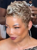 Pixie wig straight highlights 100% Human Hair