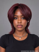 Glueless Wig rouge straight mullet machine made lace pre cut 100% Human Hair