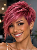 Pixie cut wig Lace front 13x4 wig burgundy straight 100% Human Hair