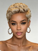 Full lace wig pixie cut finger wave for black woman