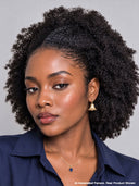 Machine made black curly wave 16 inch half wig With Draw-string Beginner Friendly( NOT A WIG)