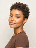 Machine Made pixie cut wig afro curly brown highlight 100% Human Hair