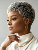 Salt and Pepper Lace closure 5x5 Short wig straight