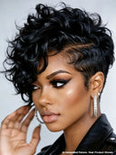 Full lace wig pixie quick weave side part 100% Human Hair