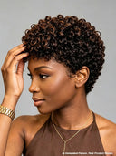Lace front 13x4 pixie curly wig brown highlight side part