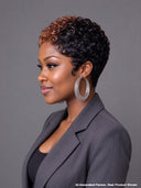 Ready to go Machine Made finger wave pixie wig chioma brown highlight 100% Human Hair