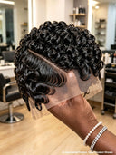 Full lace pixie cut wig side part curly