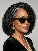 13x4 lace front salt and pepper bob wig curly wave