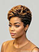 Gluelesse wig Pixie machine made honey highlight