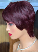Pixie cut wig machine made 99J# 100% Human Hair