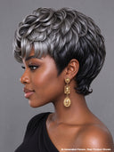 Silver Salt And Pepper collection Machine Made pixie cut wig 100% Human Hair