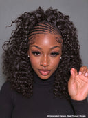 Pre-styled Updo Full Lace Natural Black curl Braided bob 100% Human Hair