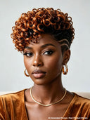 Full lace wig Pixie curly wave Brown highlight