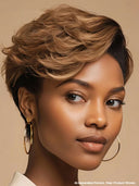 Lace front 13x4 Pixie wig quick weave honey highlight 100% Human Hair