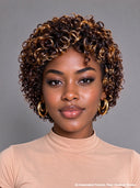 Machine Made Glueless wig curly wave brown highlight 100% Human Hair
