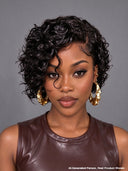 4x4 lace closure & glueless wig curly wave pixie  100% Human Hair