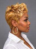 Glueless wig honey pixie cut wig cute quick weave 100% Human Hair
