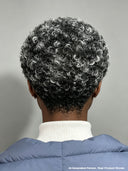Machine made & lace front salt and pepper afro curly 100% Human Hair